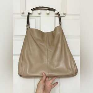 Coach Madison Phoebe Leather Shoulder Bag in Taupe